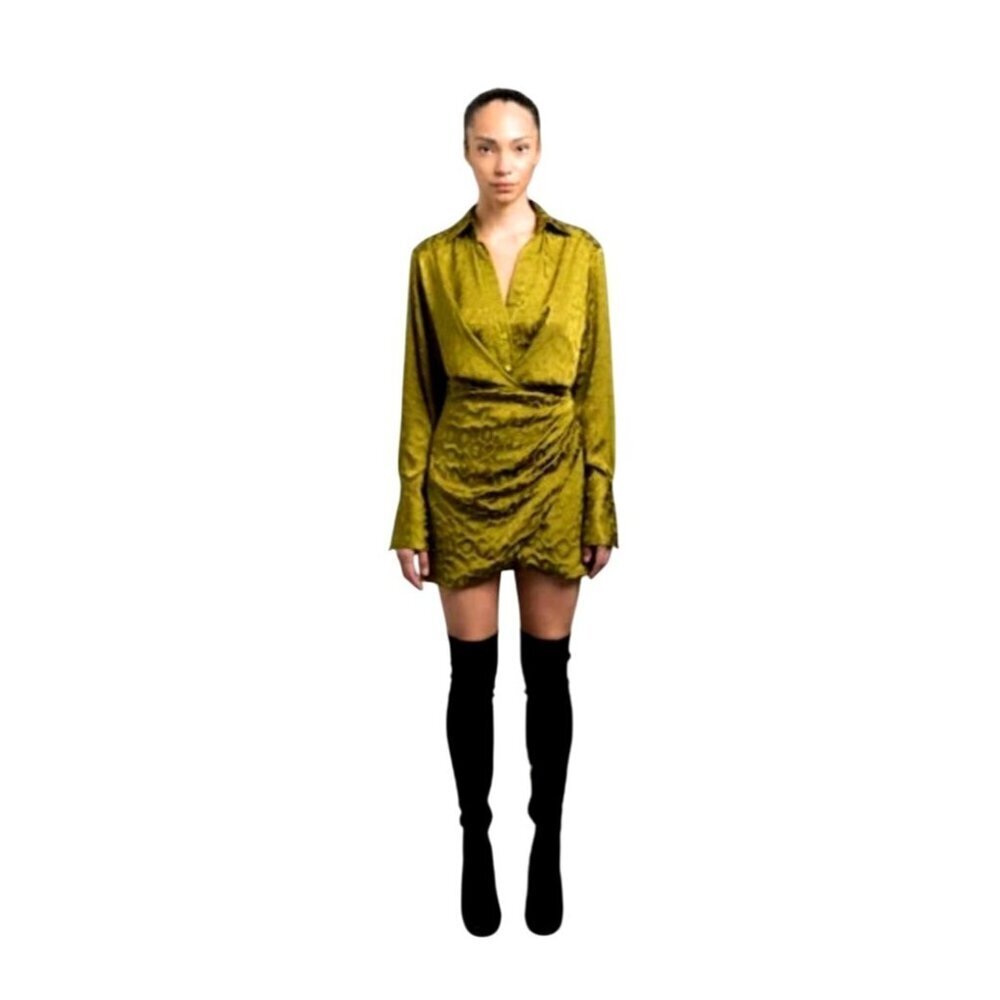 Le Superbe Montmartre Wrap Dress French Girl Leopard Green Long Sleeve S $585 - Picture 2 of 16